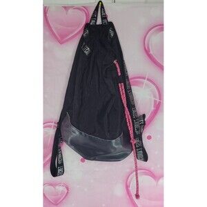 Victoria's Secret Gym Pink Drawstring Backpack Bag Black Missing Logo No Straps